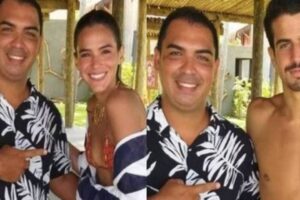 Bruna Marquezine e Enzo Celulari posam com fã durante viagem a Alagoas