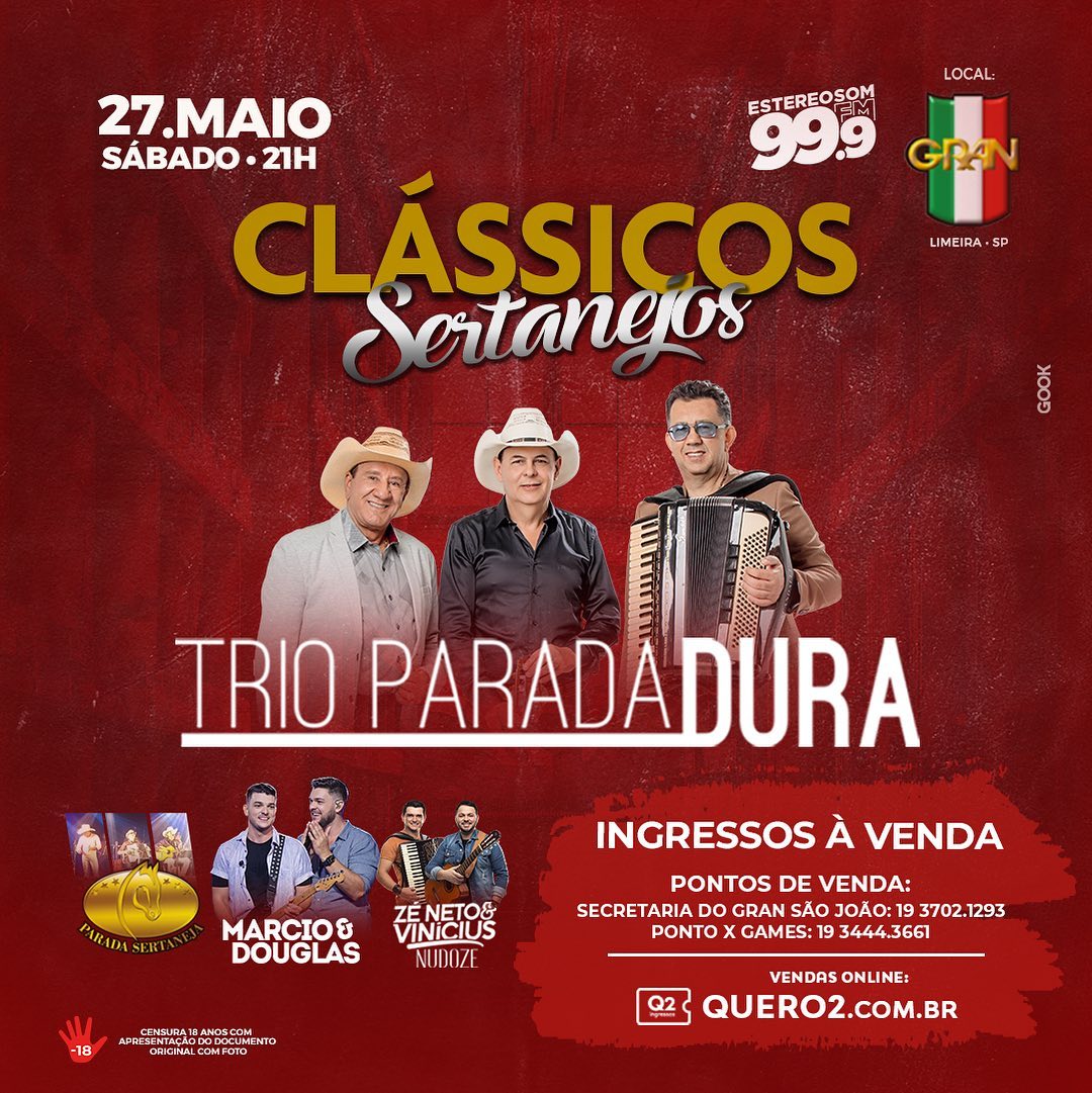 Trio Parada Dura Clássicos Sertanejos em Limeira